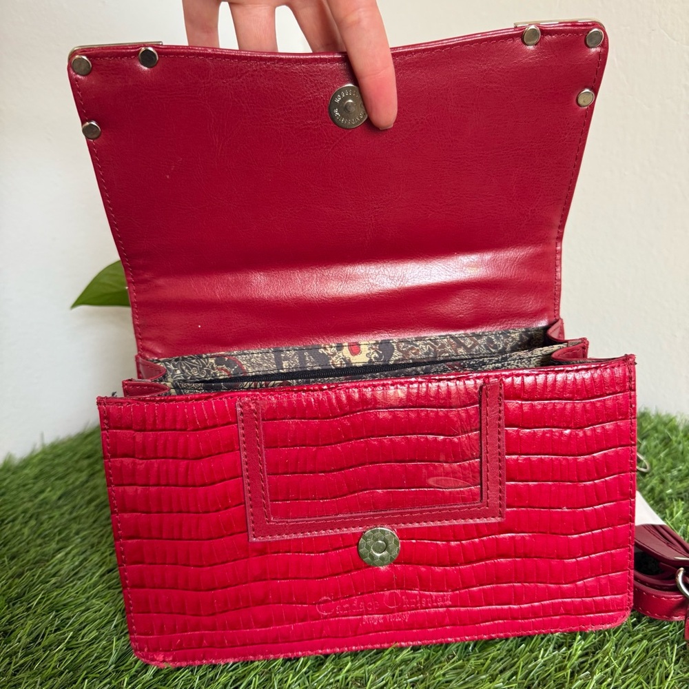 Brighton Genuine Leather Red Handbag Purse Crossbody Heart silver - Picture 15 of 15